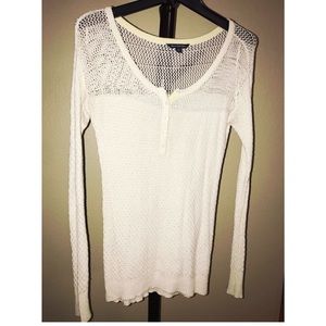 American Eagle Cream knit sweater Henley S